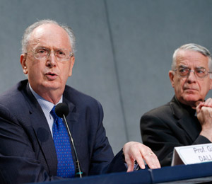 Giuseppe Dalla Torre, presiding judge of the Vatican City State court, during a July 11 Vatican news conference announcing Pope Francis' moth proprio expanding Vatican criminal law.
